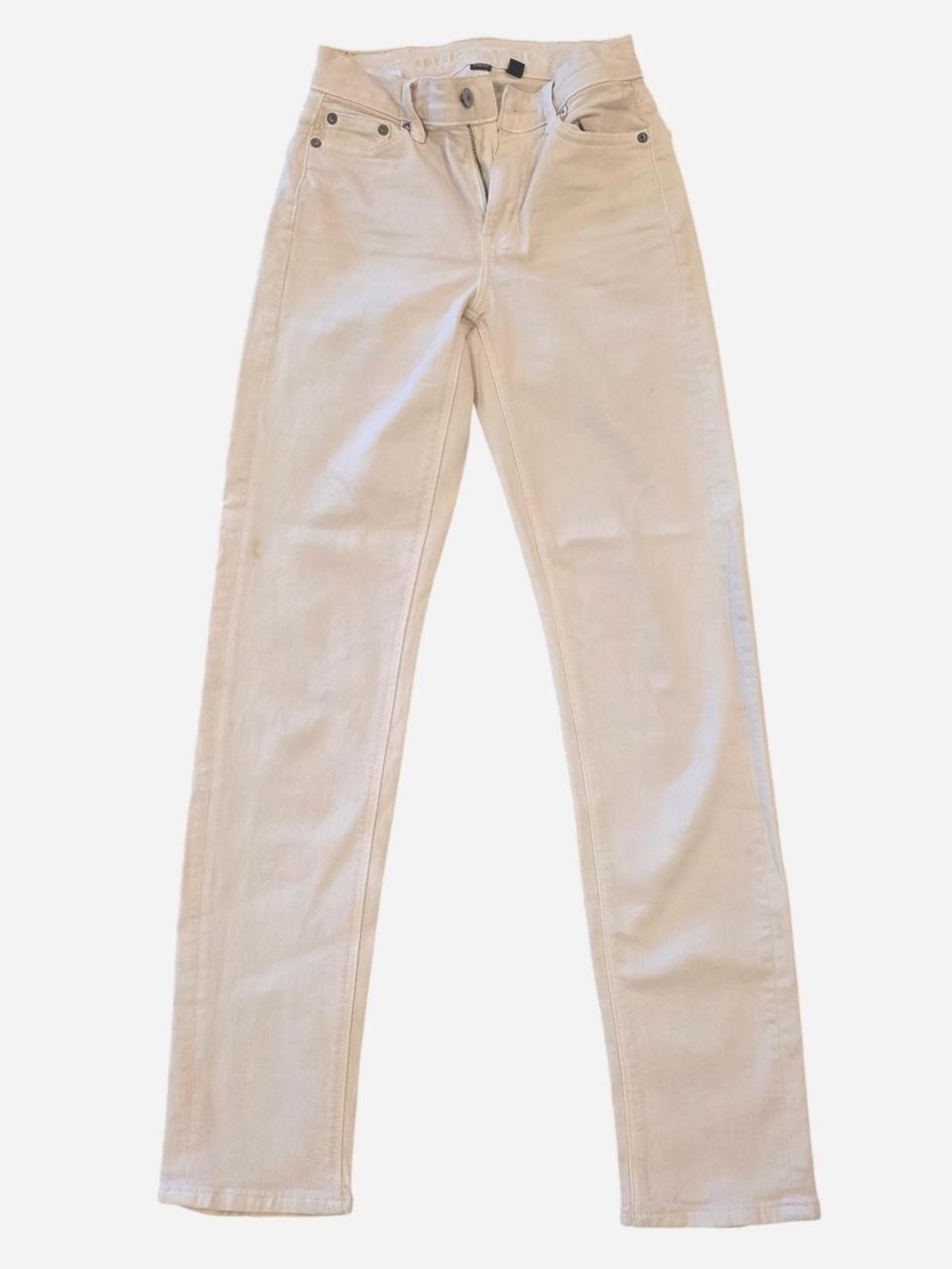 High-Rise Straight Leg Jeans in Light Beige